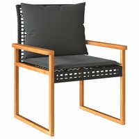 Bistroset Mantra met kussens poly rattan en acaciahout zwart