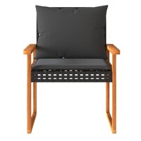 Bistroset Mantra met kussens poly rattan en acaciahout zwart