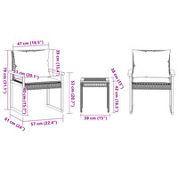 Bistroset Mantra met kussens poly rattan en acaciahout zwart