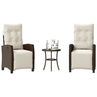 Bistroset Zizo met kussens poly rattan bruin - verstelbare rug