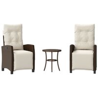 Bistroset Zizo met kussens poly rattan bruin - verstelbare rug