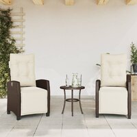 Bistroset Zizo met kussens poly rattan bruin - verstelbare rug