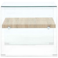 Salontafel Jeffrey 50x50x45 cm gehard glas transparant - zijaanzicht