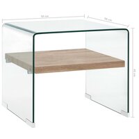 Salontafel Jeffrey 50x50x45 cm gehard glas transparant - afmetingen