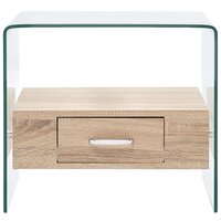Salontafel Janine met lade 50x50x45 cm gehard glas - vooraanzicht