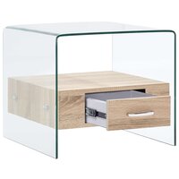 Salontafel Janine met lade 50x50x45 cm gehard glas - lade geopend