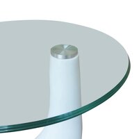 Salontafel Raindrop met rond glazen tafelblad hoogglans wit - detail