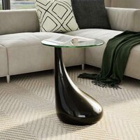 Salontafel Raindrop met rond glazen tafelblad hoogglans zwart