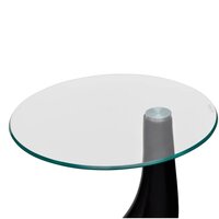 Salontafel Raindrop met rond glazen tafelblad hoogglans zwart - glazen blad