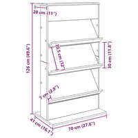 Tijdschrift Rek Magazine Wit 70 x 41 x 126 cm Bewerkt hout - afmetingen