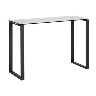 Meubelen-Online - Wandtafel Magnus rookglas met zwart sidetable