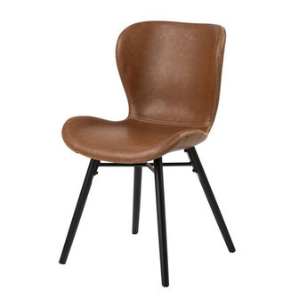 Meubelen-Online - Eetkamerstoel Rio vintage bruin met zwarte poten