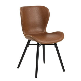 Meubelen-Online - Eetkamerstoel Rio vintage bruin met zwarte poten