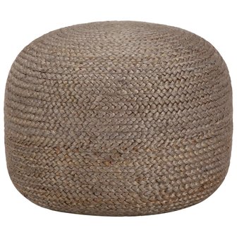 Poef Fez handgemaakt 45x30 cm jute lichtgrijs