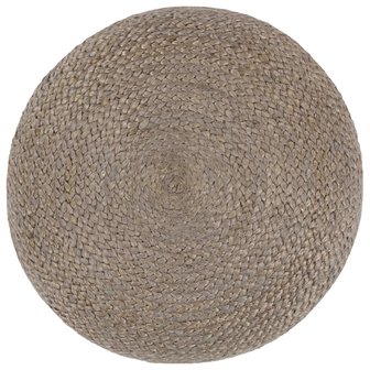 Poef Fez handgemaakt 45x30 cm jute lichtgrijs