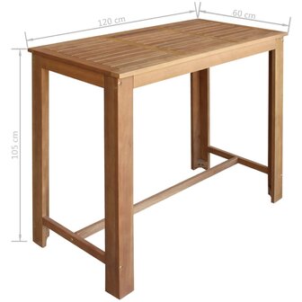 Bartafel Roger 120x60x105 cm massief hout
