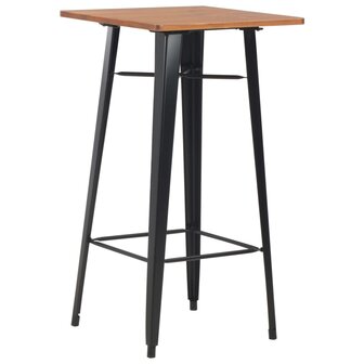 Bartafel Tom 60x60x108 cm massief hout staal zwart