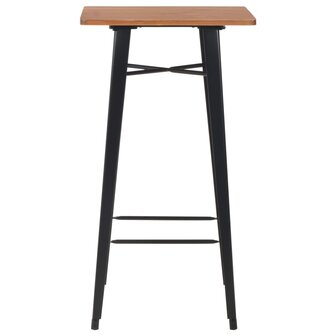 Bartafel Tom 60x60x108 cm massief hout staal zwart