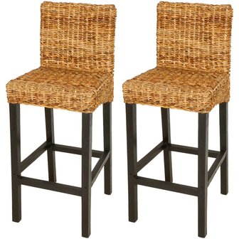 Barkruk Macy 2 stuks Abaca riet bruin