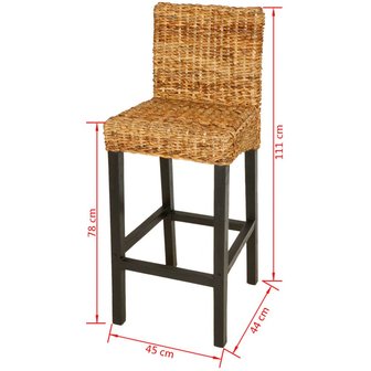 Barkruk Macy 2 stuks Abaca riet bruin