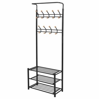 Halkast kledingrek met schoenenopberger 68x32x182,5 cm zwart