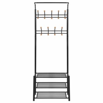 Halkast kledingrek met schoenenopberger 68x32x182,5 cm zwart