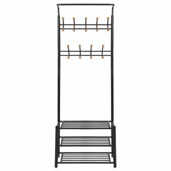 Halkast kledingrek met schoenenopberger 68x32x182,5 cm zwart