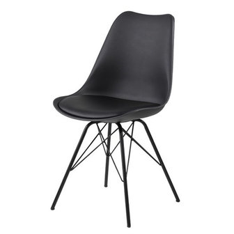Meubelen-Online - Eetkamerstoel Plaisir set 4 stoelen zwart kuipstoel