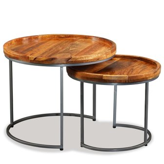 Meubelen-Online - Bijzettafels Modo set 2 tafels hout bruin