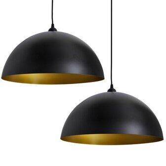 Meubelen-Online - Hanglampen Lyon set 2 zwart met goud