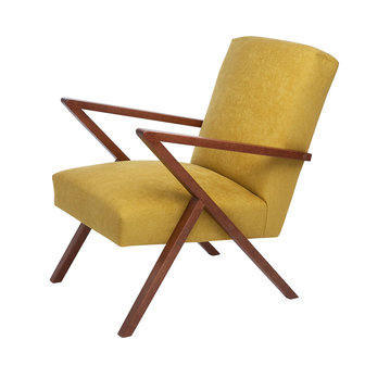 Meubelen-Online - Fauteuil Retrostar stof geel vintage design