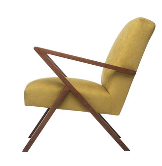 Meubelen-Online - Fauteuil Retrostar stof geel vintage design
