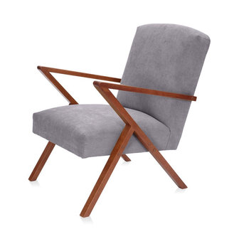 Meubelen-Online - Fauteuil Retrostar stof grijs vintage design