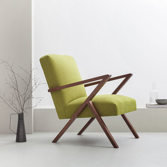 Meubelen-Online - Fauteuil Retrostar stof groen vintage design