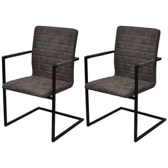 Meubelen-Online - Eetkamerstoelen Bo bruin set 2 met armleuningen