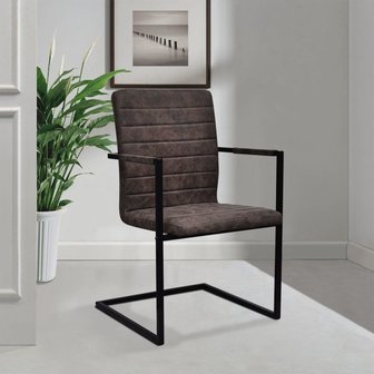 Meubelen-Online - Eetkamerstoelen Bo bruin set 2 met armleuningen