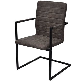Meubelen-Online - Eetkamerstoelen Bo bruin set 2 met armleuningen