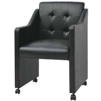 Meubelen-Online - Eetkamerstoelen Magda set 2 zwart met wieltjes