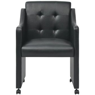 Meubelen-Online - Eetkamerstoelen Magda set 2 zwart met wieltjes