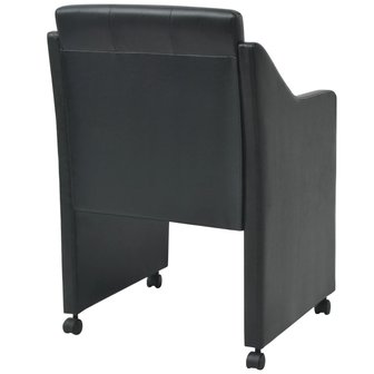 Meubelen-Online - Eetkamerstoelen Magda set 2 zwart met wieltjes