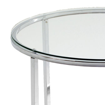 Bijzettafel Cross rond helder glas 