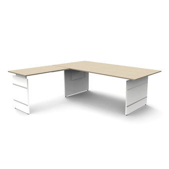 Meubelen-Online - Hoekbureau Office desk 200cm blank hoogte verstelbaar