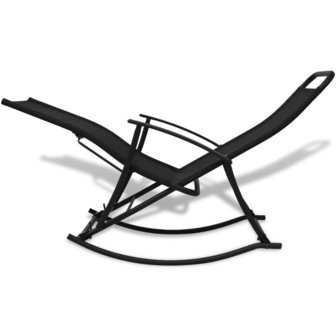 Meubelen-Online - Tuinstoel Flex schommelstoel staal en textileen zwart