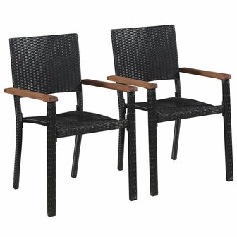 Meubelen-Online - Tuinstoel Stylo set 2 st poly rattan zwart