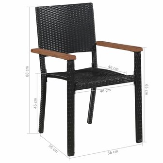 Meubelen-Online - Tuinstoel Stylo set 2 st poly rattan zwart