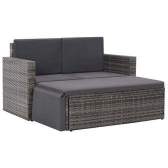 Meubelen-Online - Loungeset Lilian 2 delig met kussens poly rattan grijs