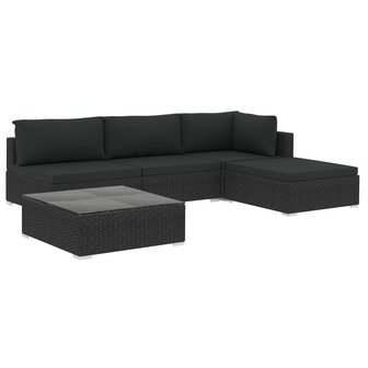 Meubelen-Online - Loungeset Karma met kussens poly rattan zwart