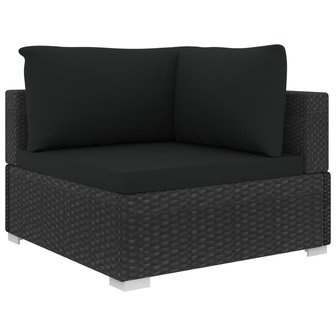 Meubelen-Online - Loungeset Karma met kussens poly rattan zwart