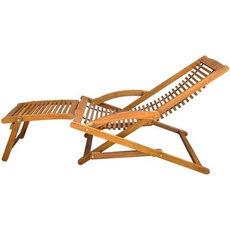 Meubelen-Online - Ligstoel Hang met voetensteun massief acaciahout