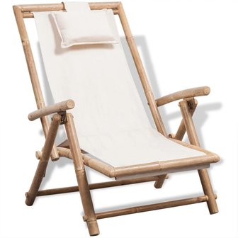 Meubelen-Online - Ligstoel deckchair Jungalow bamboe met kussens